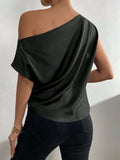 Ruched Single Shoulder Blouse - Trendsi - Flyclothing LLC