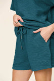 Double Take Full Size Texture Short Sleeve T-Shirt and Drawstring Shorts Set - Trendsi - Flyclothing LLC