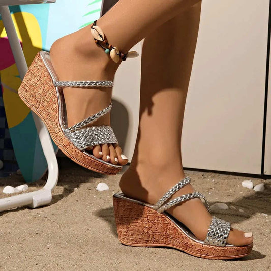 Open Toe Wedge Sandals - Trendsi - Flyclothing LLC