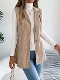 Button-Front Longline Vest Coat - Trendsi - Flyclothing LLC