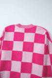 Checkered V-Neck Long Sleeve Cardigan - Trendsi - Flyclothing LLC