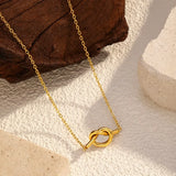 18K Gold-Plated Knot Pendant Necklace - Trendsi - Flyclothing LLC