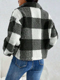 Decorative Pocket Flap Plaid Long Sleeve Jacket - Trendsi - Flyclothing LLC