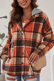 Plaid Button Up Hooded Shacket - Trendsi - Flyclothing LLC