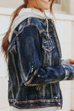 Fake Two-Piece Hooded Zip-Up Denim Jacket - Trendsi - Flyclothing LLC