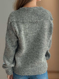 Collared Neck Long Sleeve Sweater - Trendsi - Flyclothing LLC