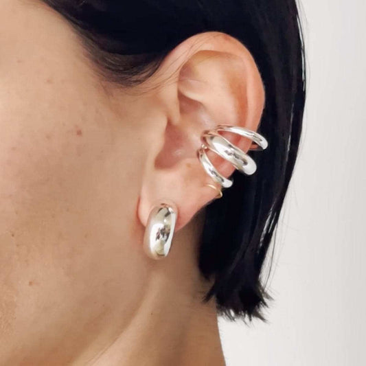 Stainless Steel Layered Cuff Earrings - Trendsi - Flyclothing LLC