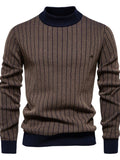 Men's Mock Neck Contrast Striped Sweater - Trendsi - Flyclothing LLC