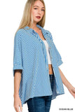 Zenana Oversized Stripe Button Down Shirt - Trendsi - Flyclothing LLC