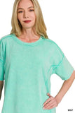 Zenana Acid Washed Short Sleeve Tee & Shorts Set - Trendsi - Flyclothing LLC