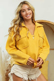 BiBi Flap Pockets Fleece Collared Sweatshirt - Trendsi - Flyclothing LLC