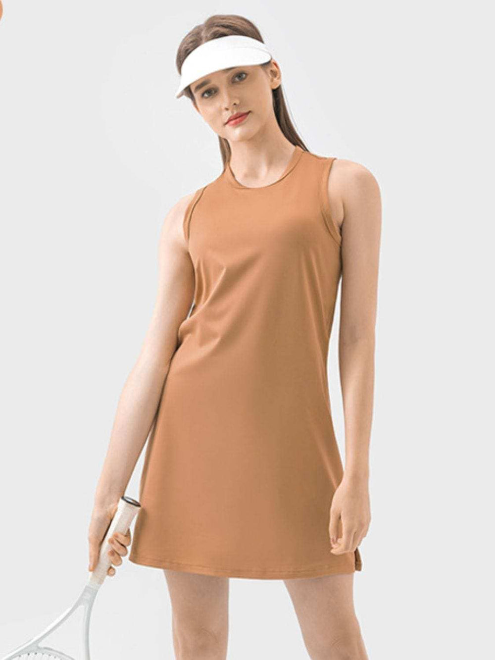Round Neck Sleeveless Active Dress - Trendsi - Flyclothing LLC