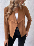 Collared Neck Long Sleeve Jacket - Trendsi - Flyclothing LLC