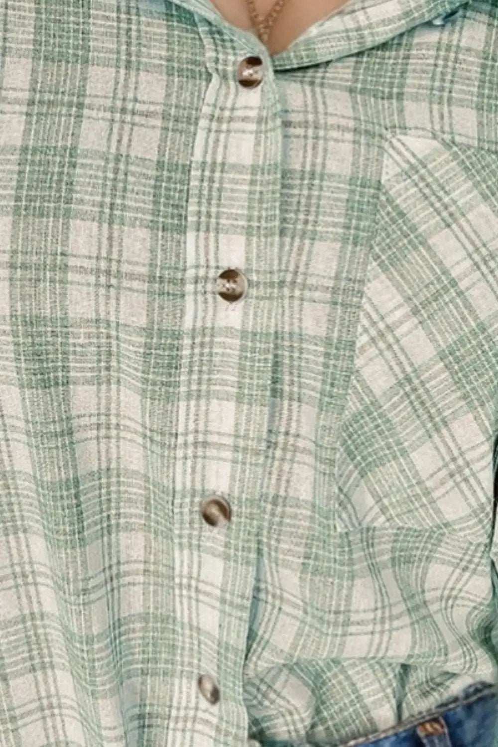 Drawstring Button Up Hooded Jacket - Trendsi - Flyclothing LLC