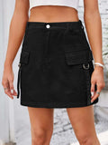 Pocketed Buttoned Denim Skirt - Trendsi - Flyclothing LLC
