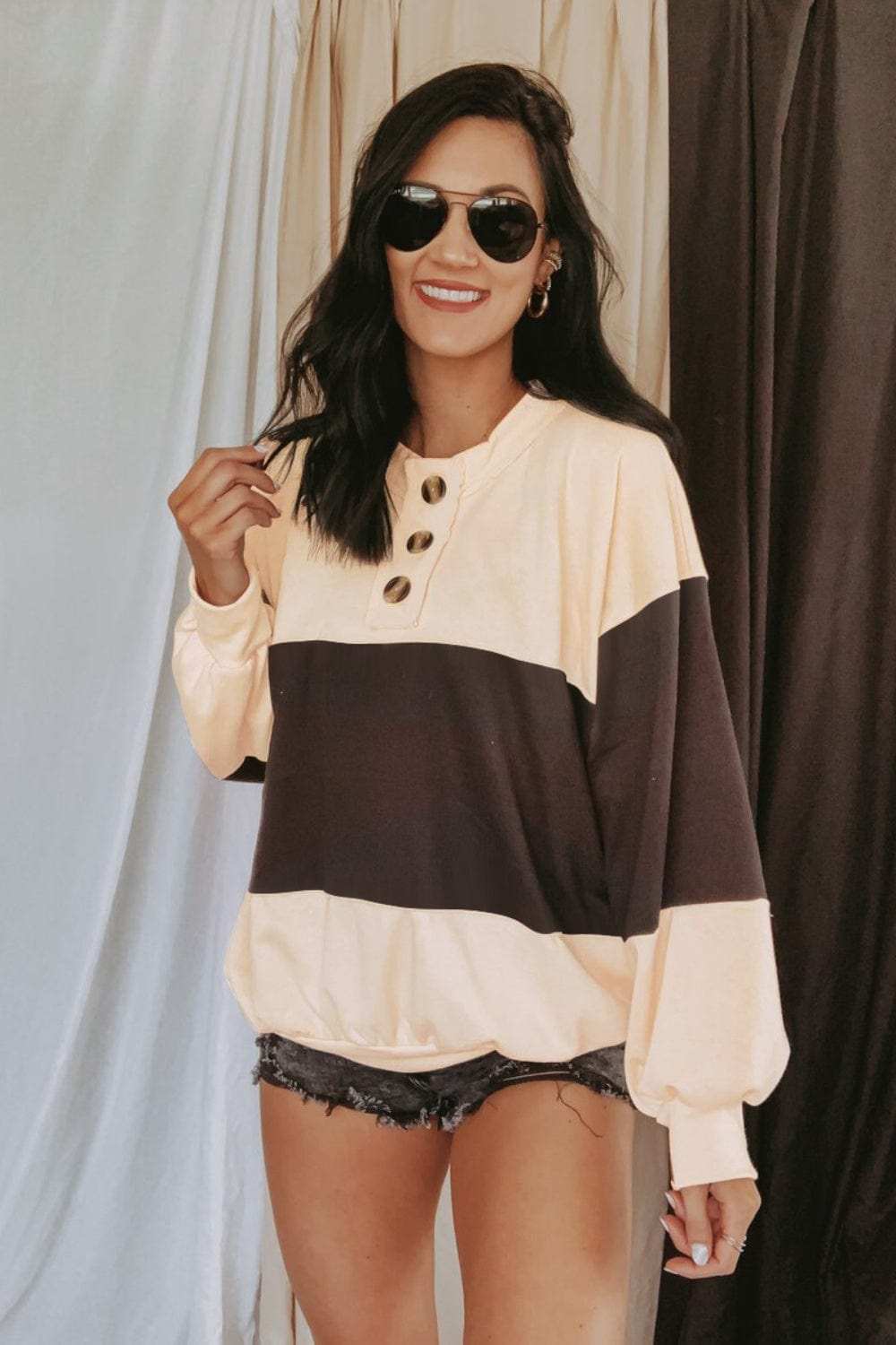 Round Neck Long Sleeve Sweatshirt - Trendsi - Flyclothing LLC