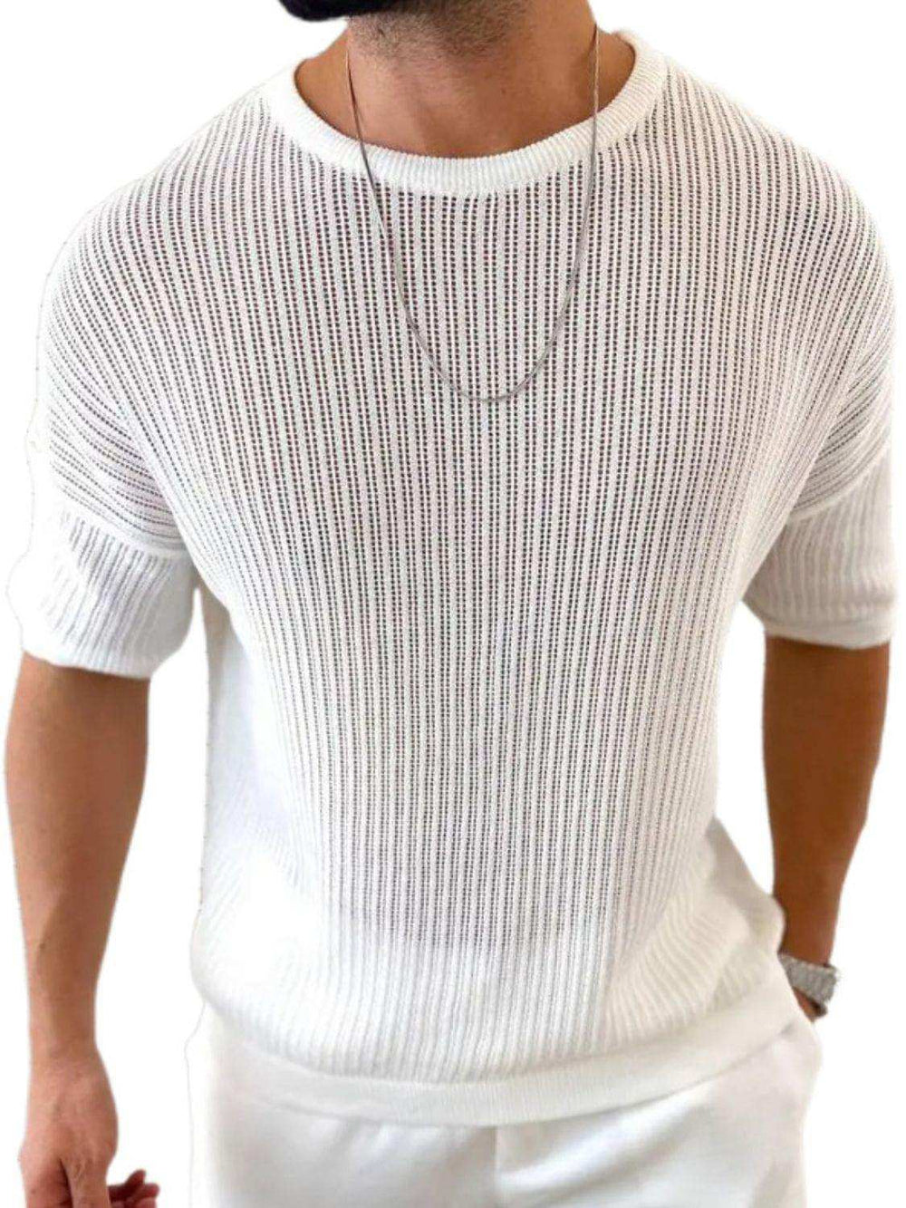 Men's Round Neck Drop Shouler Knit Top - Trendsi - Flyclothing LLC