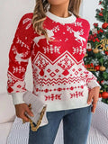 Christmas Element Round Neck Long Sleeve Sweater - Trendsi - Flyclothing LLC