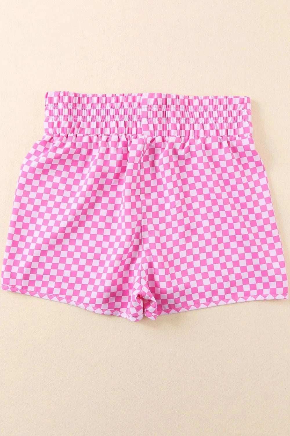 Smocked Elastic Waist Checkered Shorts - Trendsi - Flyclothing LLC