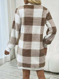 Plaid V-Neck Long Sleeve Dress - Trendsi - Flyclothing LLC