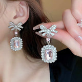 Alloy Crystal Geometric Dangle Earrings - Trendsi - Flyclothing LLC