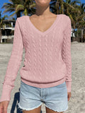 Cable Knit V-Neck Sweater - Trendsi - Flyclothing LLC