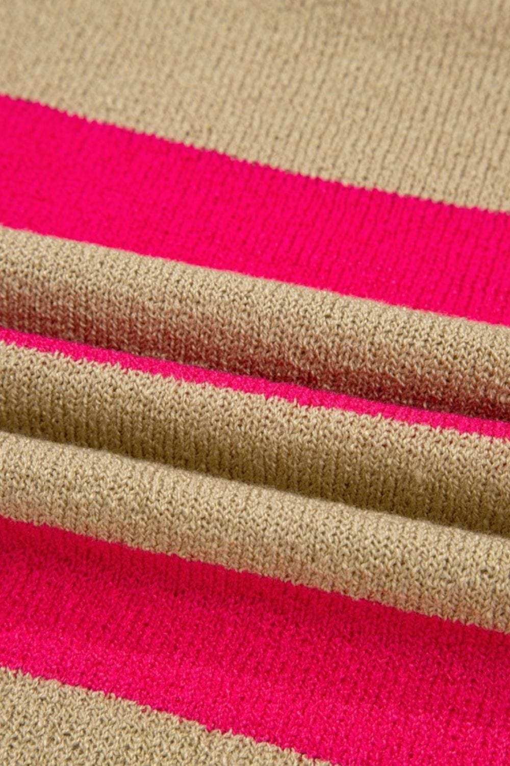 Contrast Striped Crew Neck Lightweight Knit Top - Trendsi - Flyclothing LLC