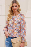 Floral Print Long Puff Sleeve Blouse - Trendsi - Flyclothing LLC