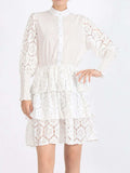 Full Size Lace Layered Long Sleeve Dress Plus Size - Trendsi - Flyclothing LLC
