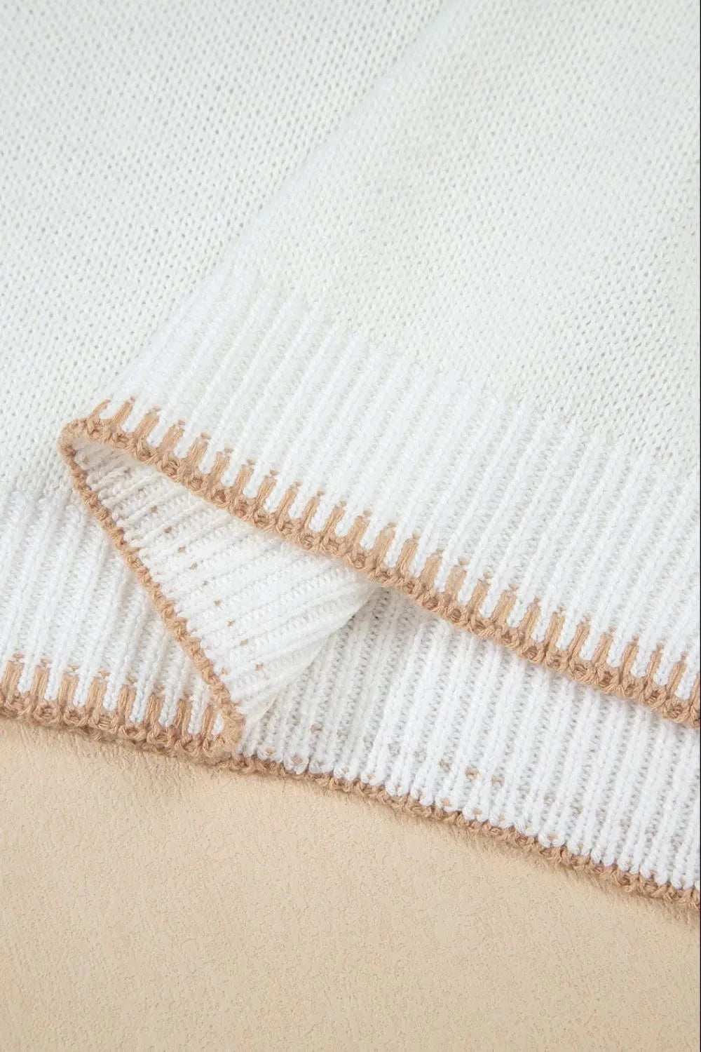 YEEHAW Stitch Edge Crew Neck Knit Top - Trendsi - Flyclothing LLC