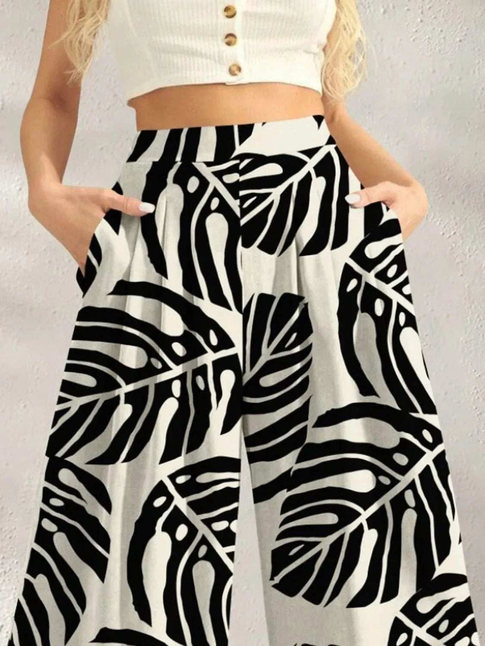Printed Wide Leg Pants - Trendsi - Flyclothing LLC