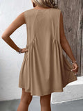 Ivy Lane Ruched V-Neck Sleeveless Mini Dress - Trendsi - Flyclothing LLC