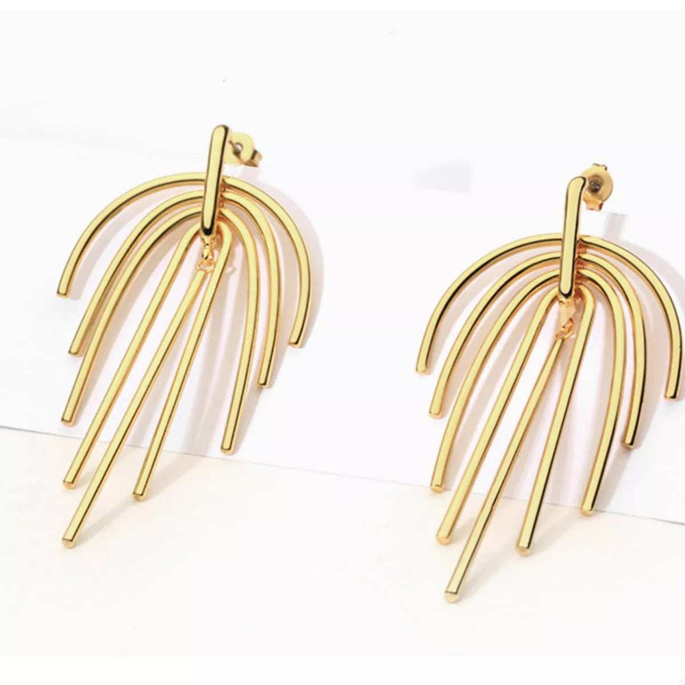 18K Gold-Plated Geometric Earrings - Trendsi - Flyclothing LLC