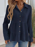 Striped Button-Down Tiered Shirt - Trendsi - Flyclothing LLC