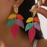 Rattan Woven Leaf Dangle Earrings - Trendsi - Flyclothing LLC