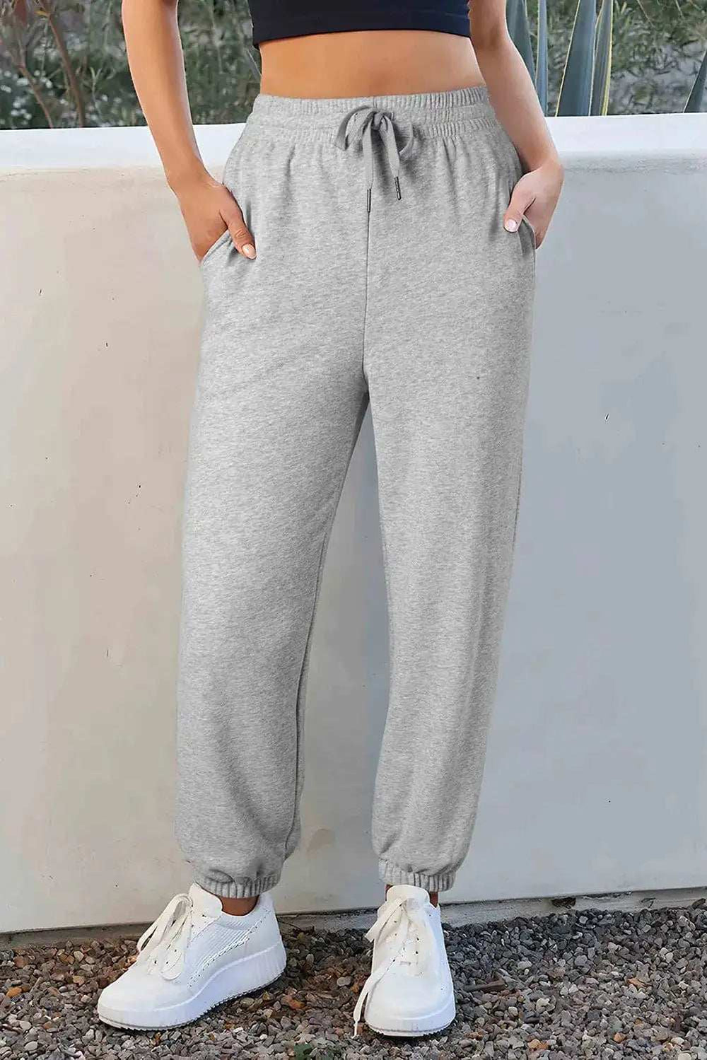 Drawstring Joggers with Pockets - Trendsi - Flyclothing LLC