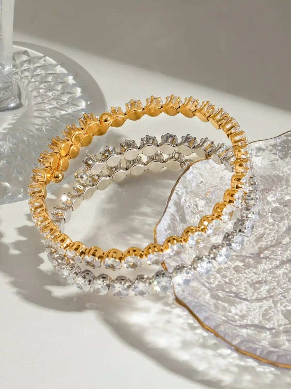 Stainless Steel Inlaid Zircon Bracelet - Trendsi - Flyclothing LLC