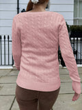 Cable Knit V-Neck Sweater - Trendsi - Flyclothing LLC