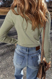 Half Button Long Sleeve Top - Trendsi - Flyclothing LLC