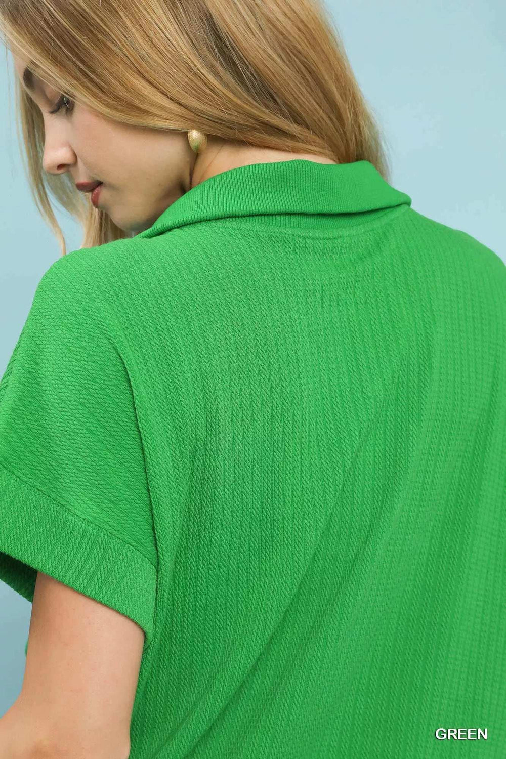 Umgee Textured Striped Zip Collar Knit Top - Trendsi - Flyclothing LLC