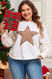 Plus Size Studded Star Round Neck Long Sleeve Blouse - Trendsi - Flyclothing LLC