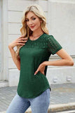 Smocked Round Neck Short Sleeve T-Shirt - Trendsi - Flyclothing LLC