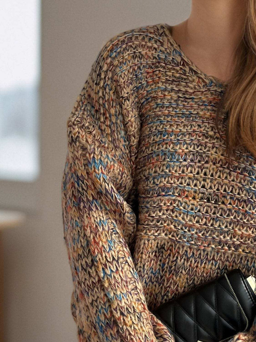 Dropped Shoulder Long Sleeve Sweater - Trendsi - Flyclothing LLC