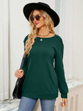 Ruched Shoulder Round Neck Long Sleeve Sweatshirt - Trendsi - Flyclothing LLC