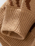 Geometric Round Neck Long Sleeve Sweater - Trendsi - Flyclothing LLC