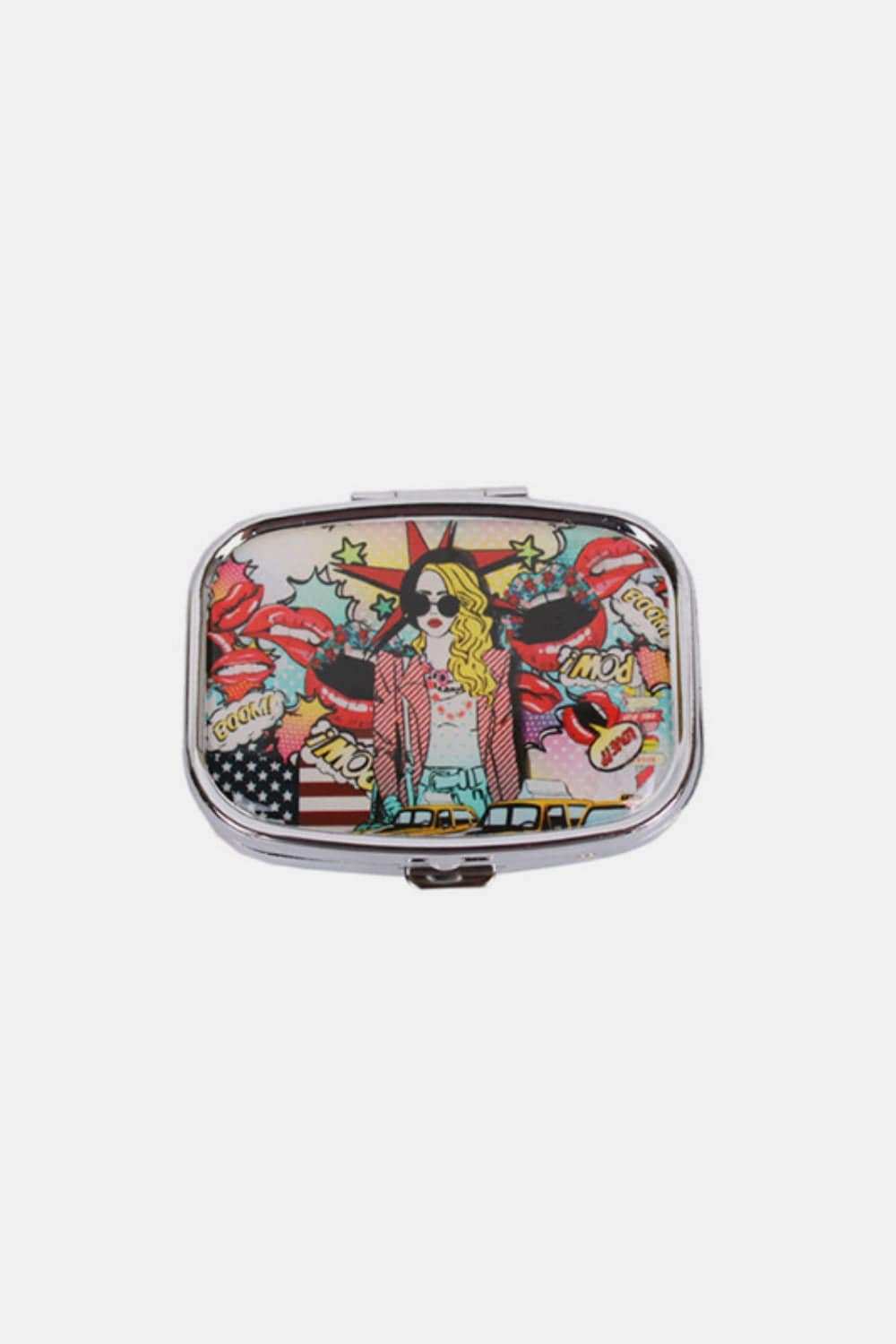 Nicole Lee USA Print Metallic Rectangular Pill Case - Trendsi - Flyclothing LLC