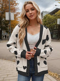 Heart Button Up Dropped Shoulder Long Sleeve Cardigan - Trendsi - Flyclothing LLC