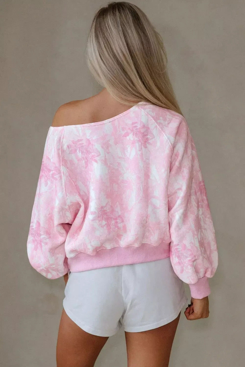 Floral Print One-Shoulder Oversized Sweatshirt - Trendsi - Flyclothing LLC