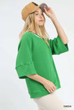 Umgee Ribbed Knit Top with Contrast Trim - Trendsi - Flyclothing LLC