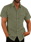 Men's Plus Size Collared Neck Short Sleeve Shirt - Trendsi - Flyclothing LLC